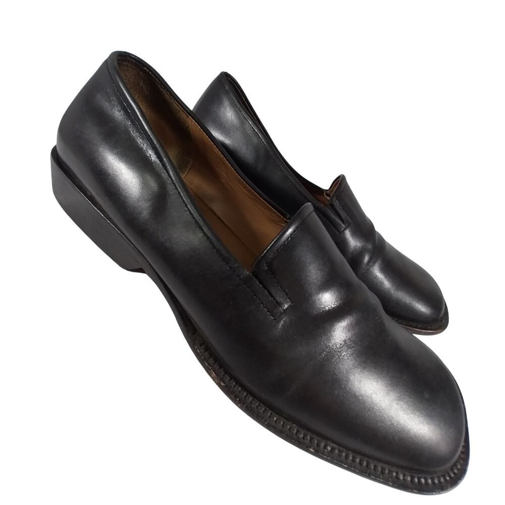 BCBGMAXAZRIA! FAB BLACK GENUINE LEATHER SQUARE TOE, STACK HEELS LOAFERS! SZ 8.5D